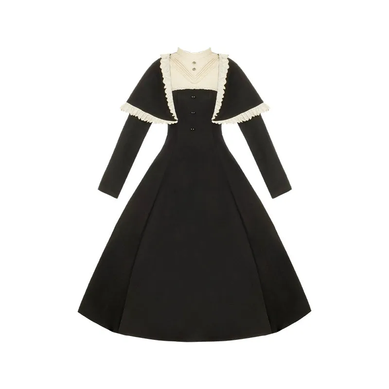 With PUJI~Aria~Gothic Lolita OP Dress Nun Lolita Spring Dress