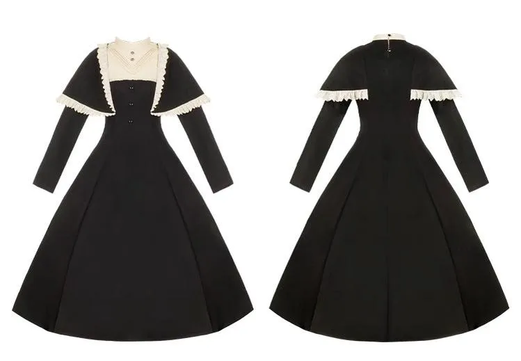 With PUJI~Aria~Gothic Lolita OP Dress Nun Lolita Spring Dress