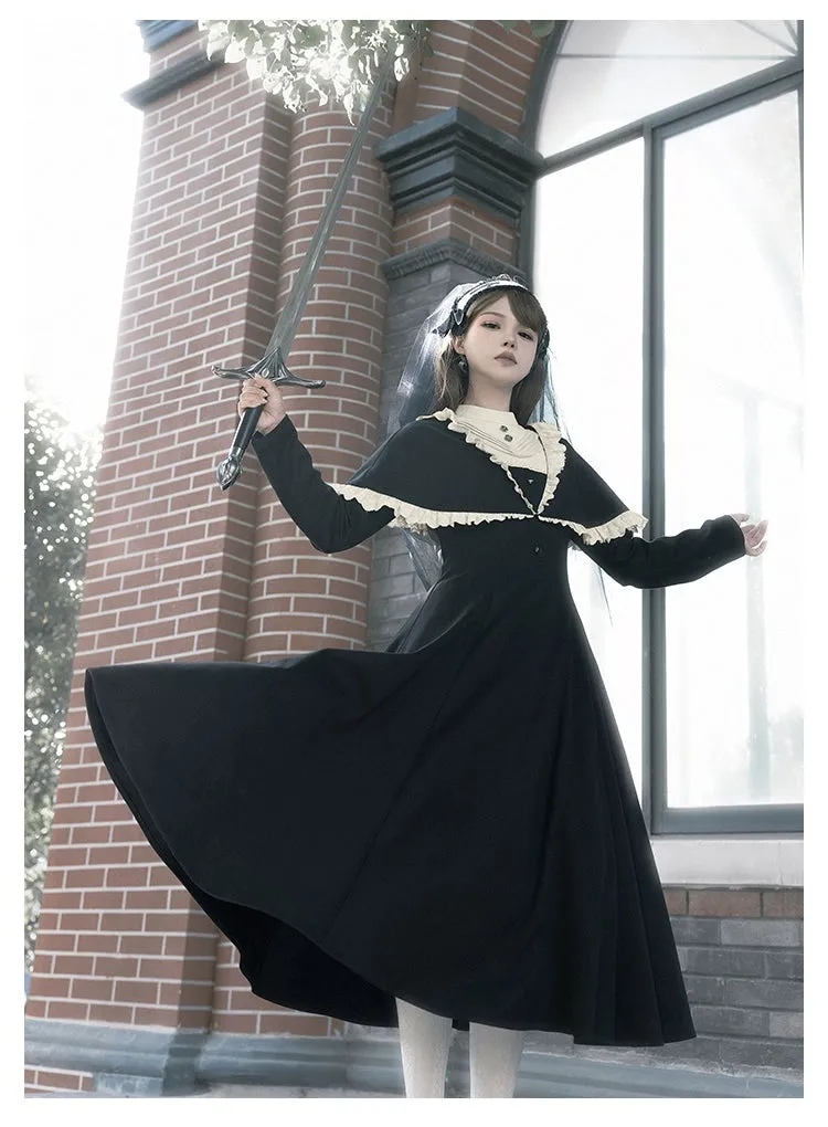With PUJI~Aria~Gothic Lolita OP Dress Nun Lolita Spring Dress