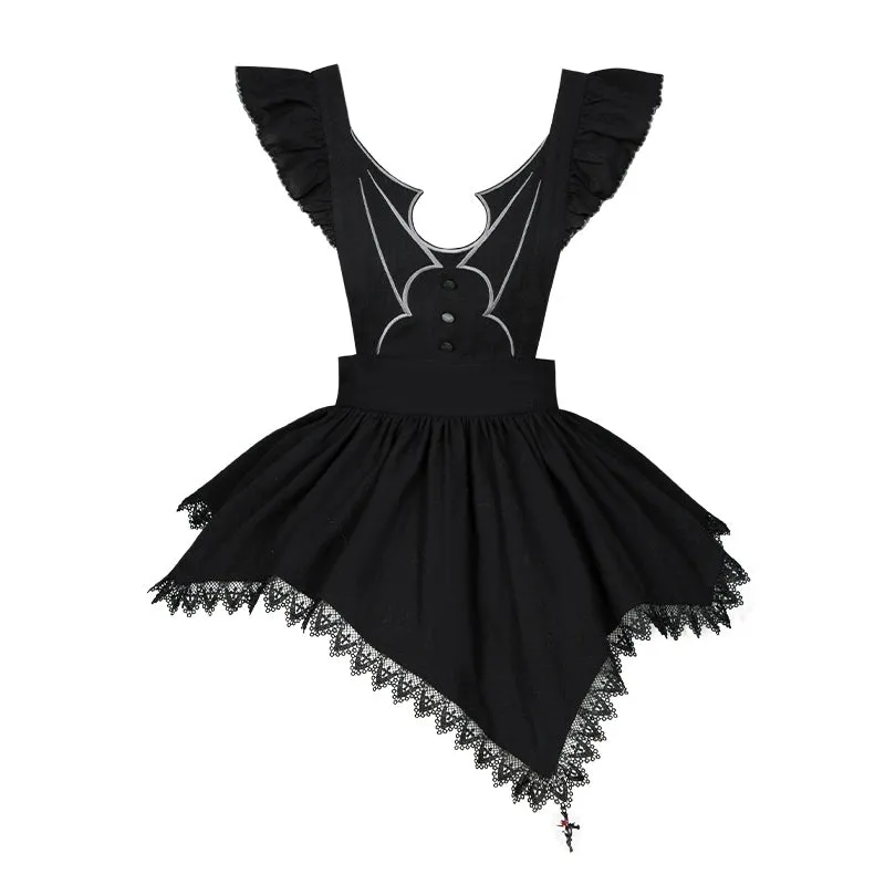 With PUJI~Castle Night~Gothic Twins Lolita OP Three-tiered Embroidery Dress