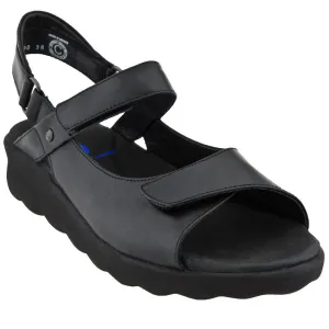 Wolky Women's Pichu Sandals Black Smooth Leather