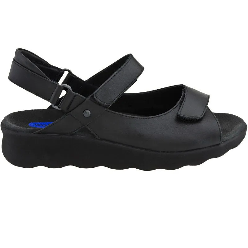 Wolky Women's Pichu Sandals Black Smooth Leather
