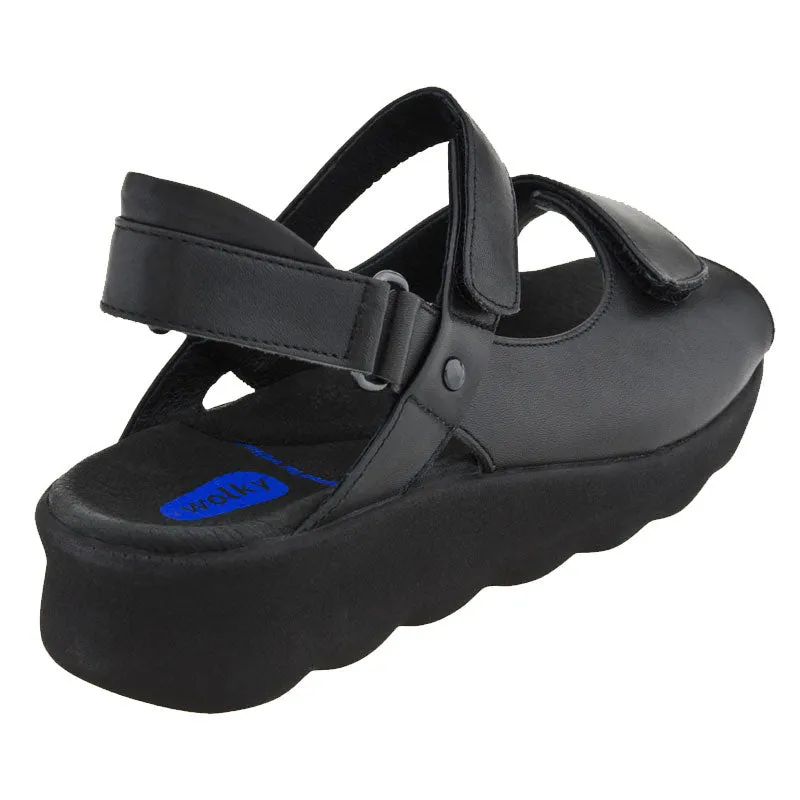 Wolky Women's Pichu Sandals Black Smooth Leather