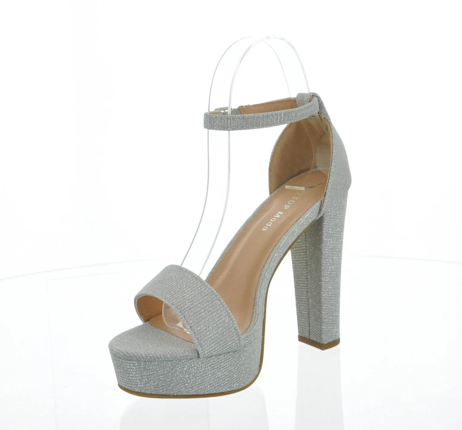 WOMAN'S SHOES SILVER GLITTER HEELS THOMAS-52