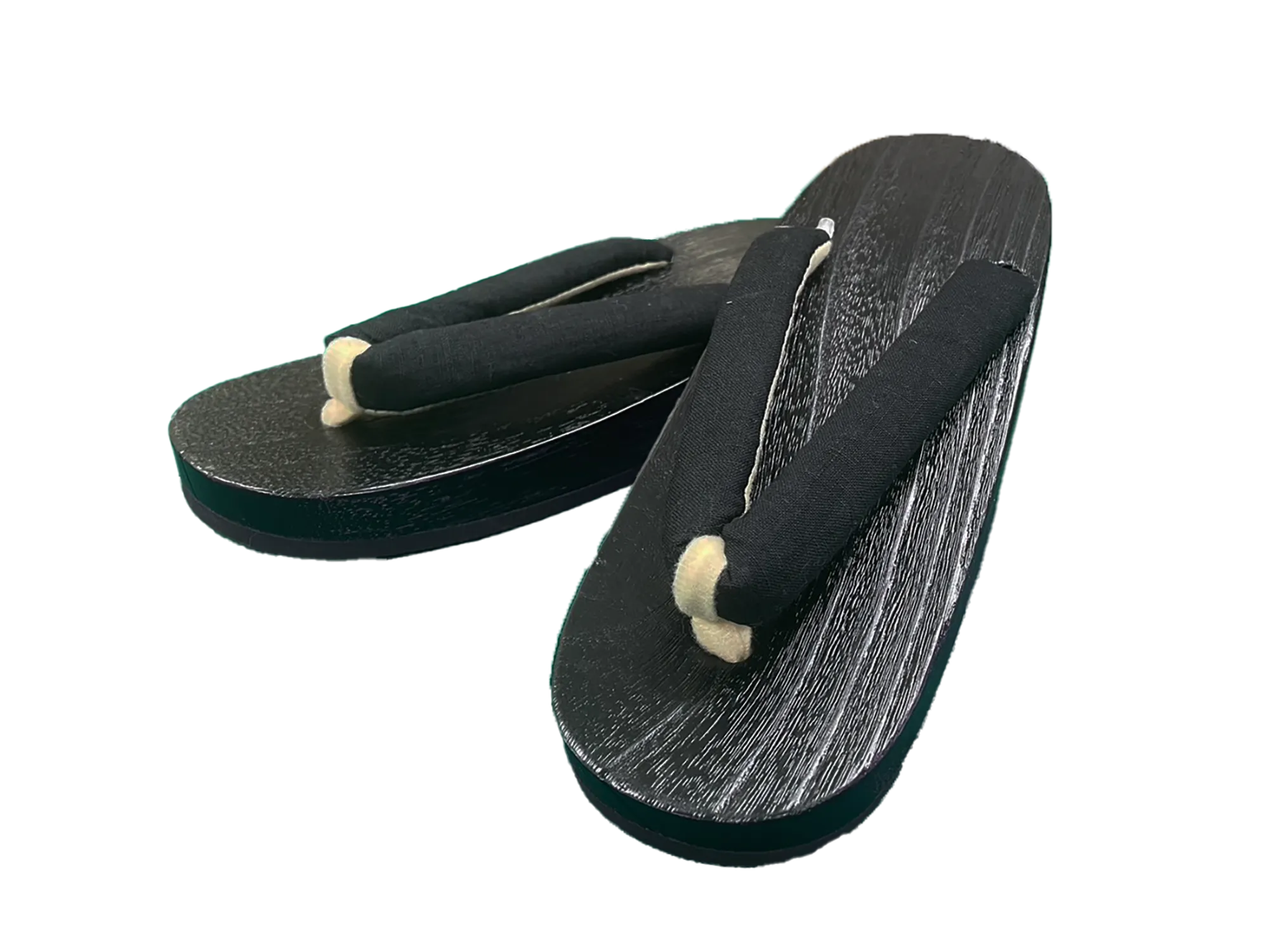 Woman's Wooden Geta Sandals : Black & Black sole