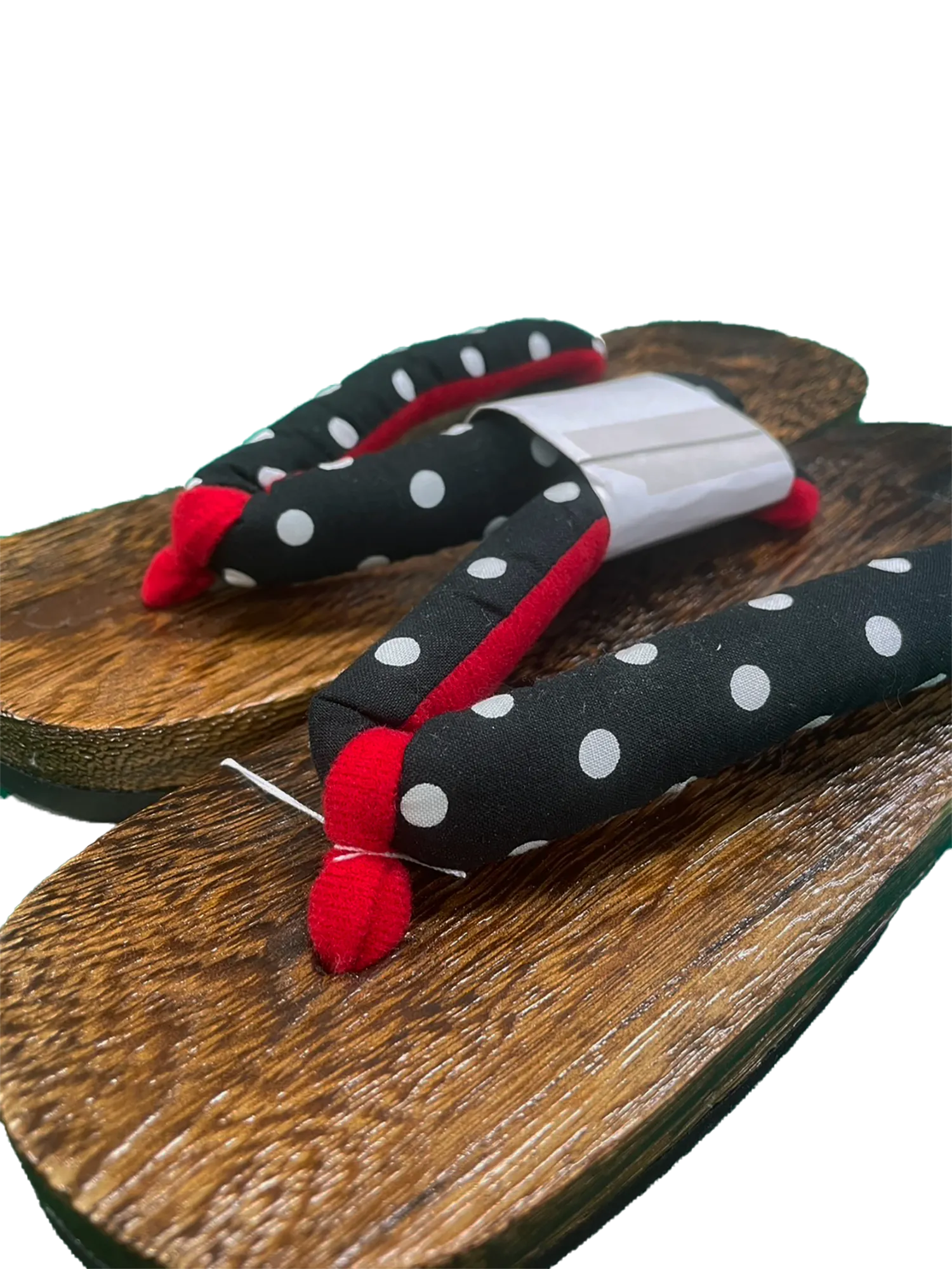 Woman's Wooden Geta Sandals : Drop of Water & Brown sole