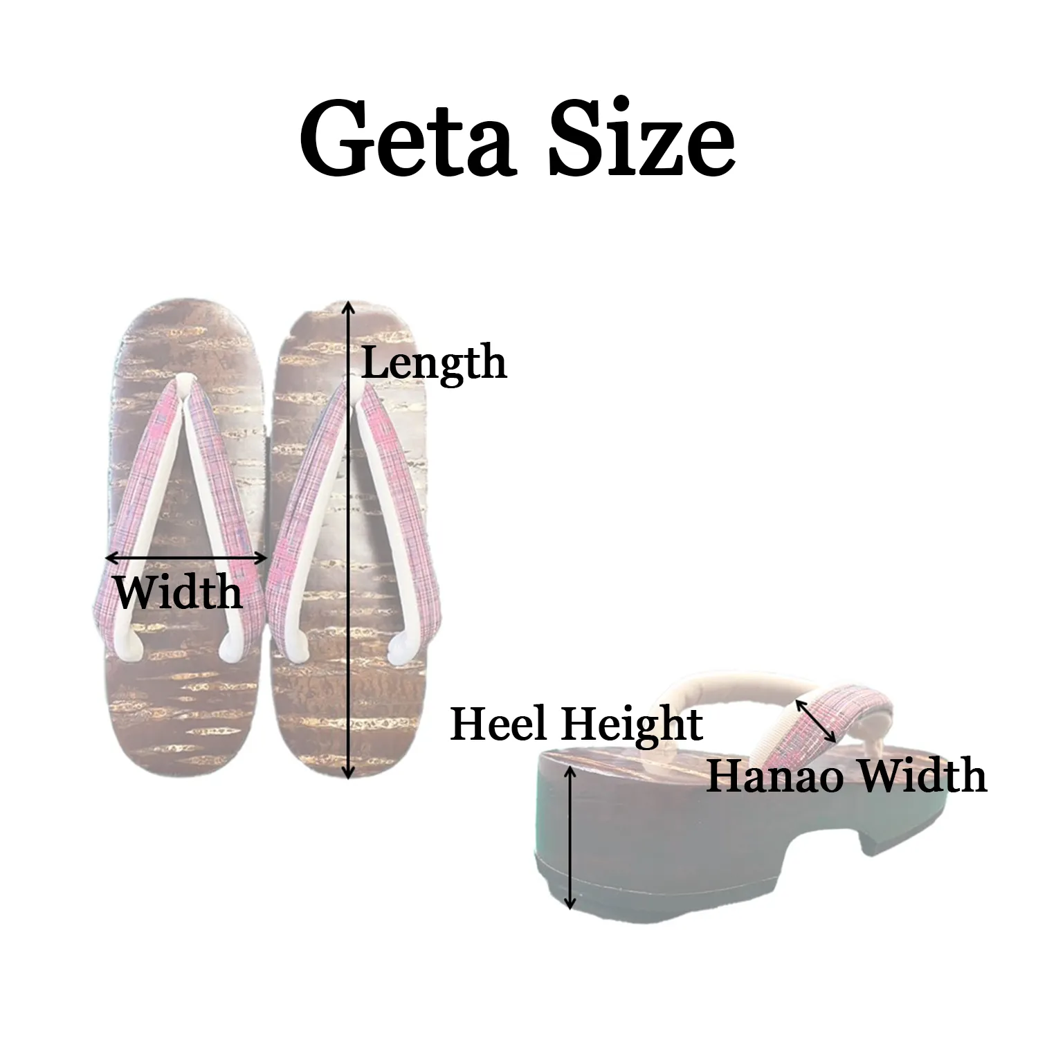 Woman's Wooden Geta Sandals : Red Flowers & Brown sole