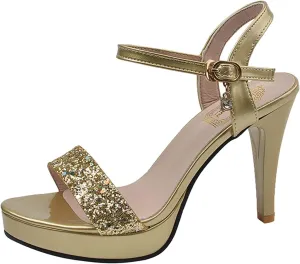 Women Chunky Heel Sandals Open Toe Square Toe Strappy Ankle Strap Comfortable Dress Shoes