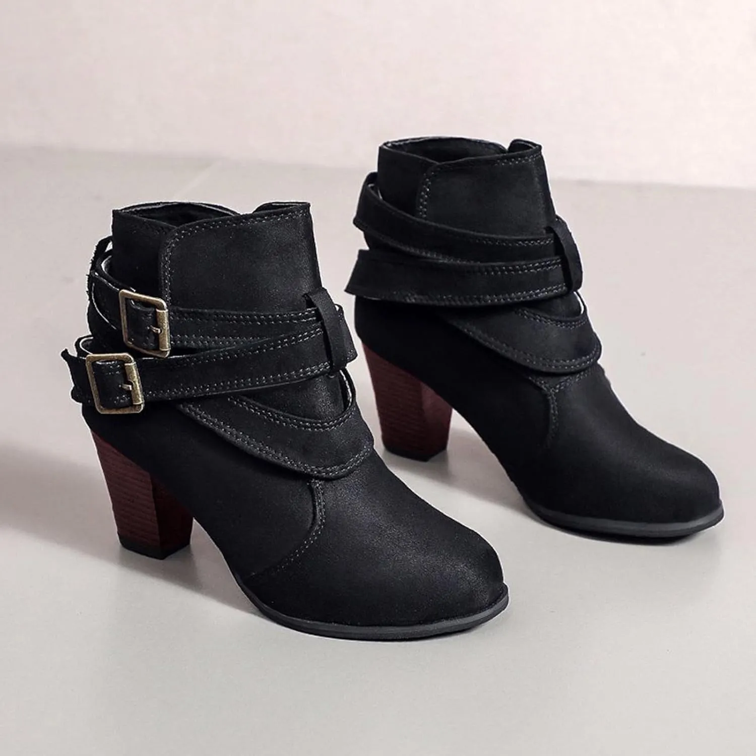 Women Dressy Ankle Boots Fashion Women Ankle Boots Chunky Heel Chunky Heels Pointed Toe Low Heels Ankle Boots