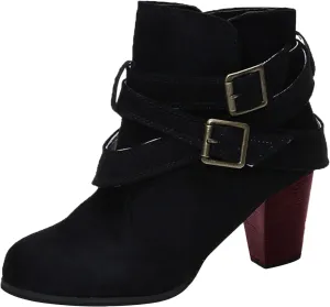 Women Dressy Ankle Boots Fashion Women Ankle Boots Chunky Heel Chunky Heels Pointed Toe Low Heels Ankle Boots