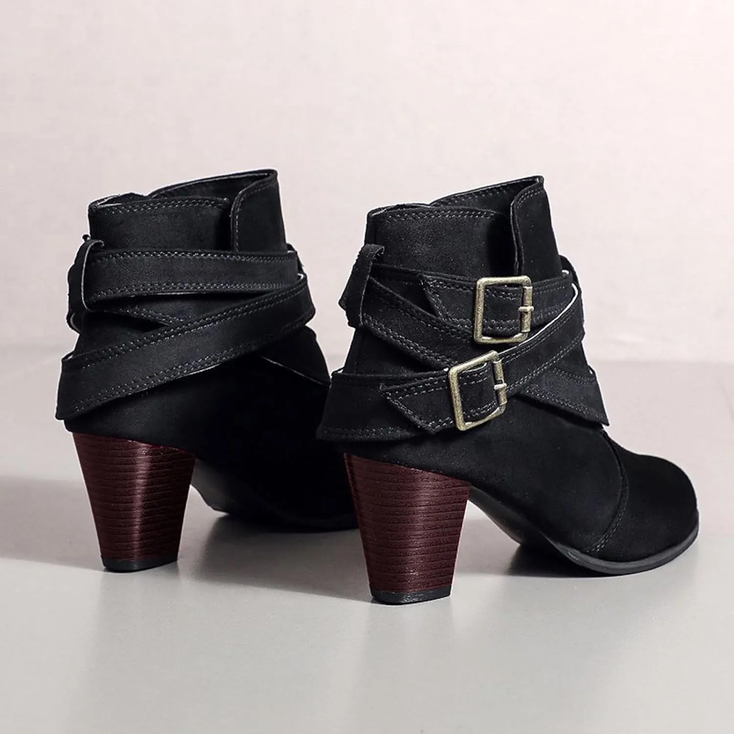 Women Dressy Ankle Boots Fashion Women Ankle Boots Chunky Heel Chunky Heels Pointed Toe Low Heels Ankle Boots
