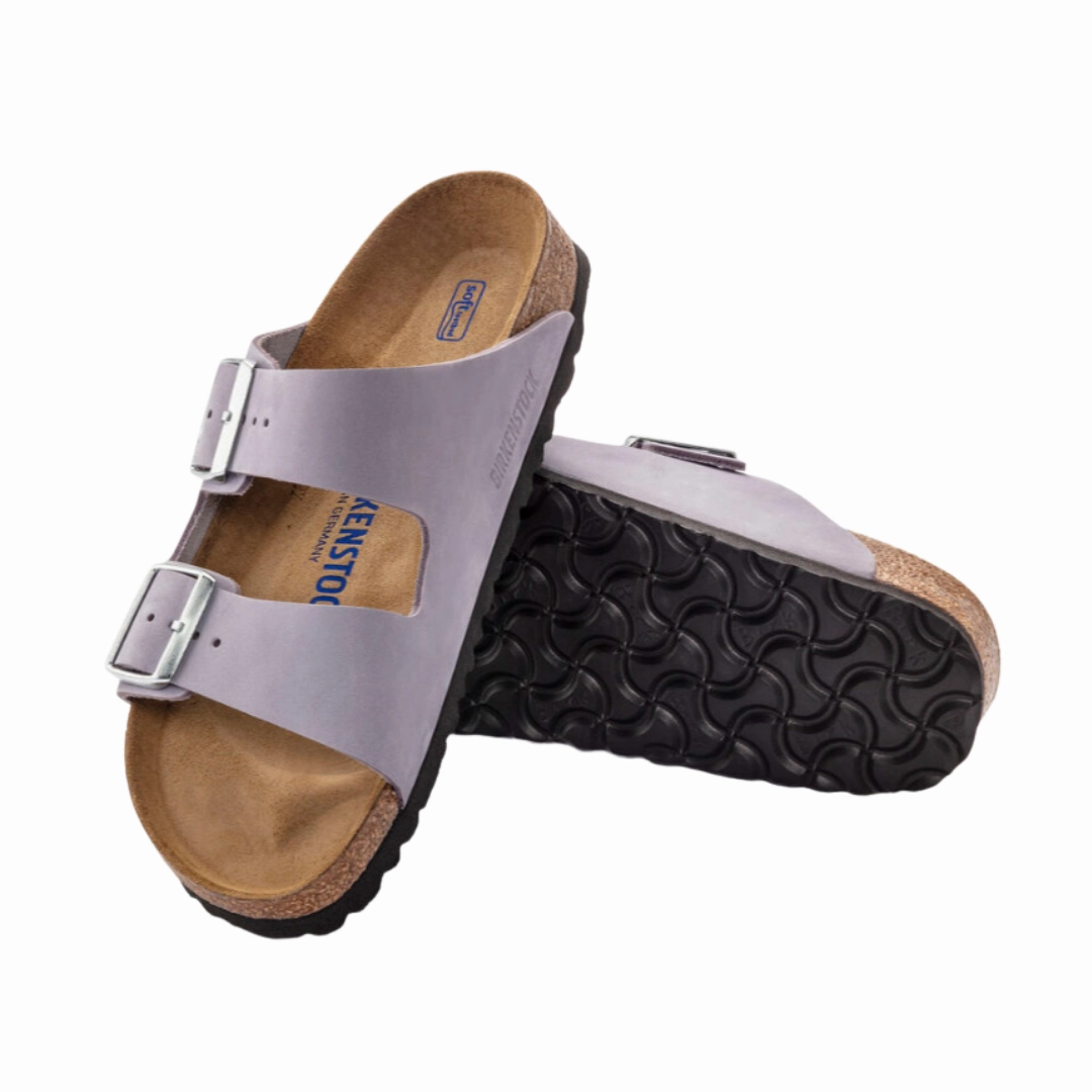 Women's Arizona Soft Footbed (Nubuck Leather) - Purple Fog (Narrow) Beach Slides Stylish Comfort Shoes