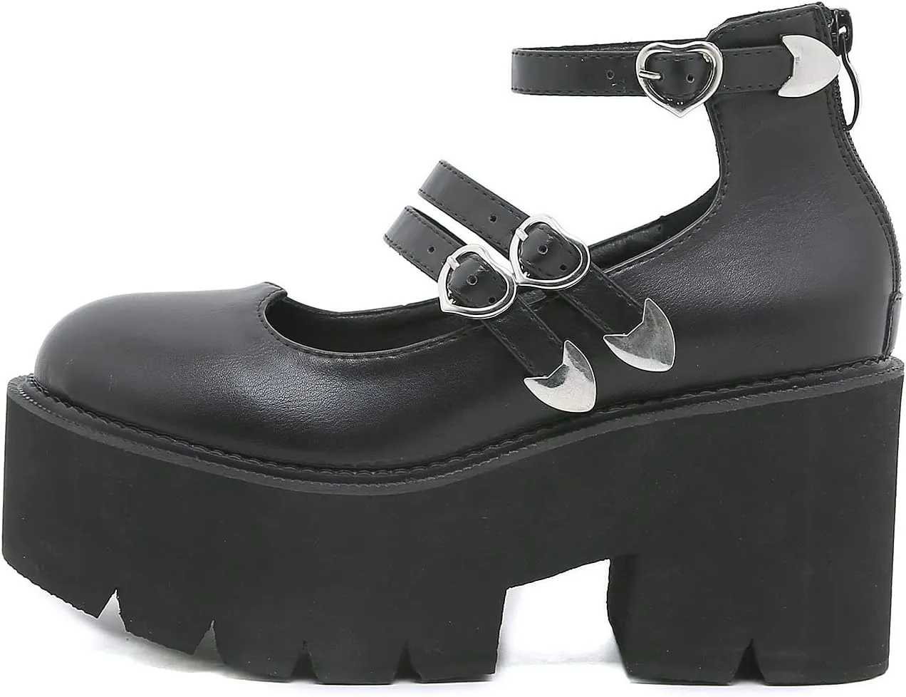 Women's Black High Heel Mary Jane Platform Shoes, Gothic Kawaii Round Toe Chunky Heels Lolita Shoes, Cute Buckle Cosplay Goth Pumps