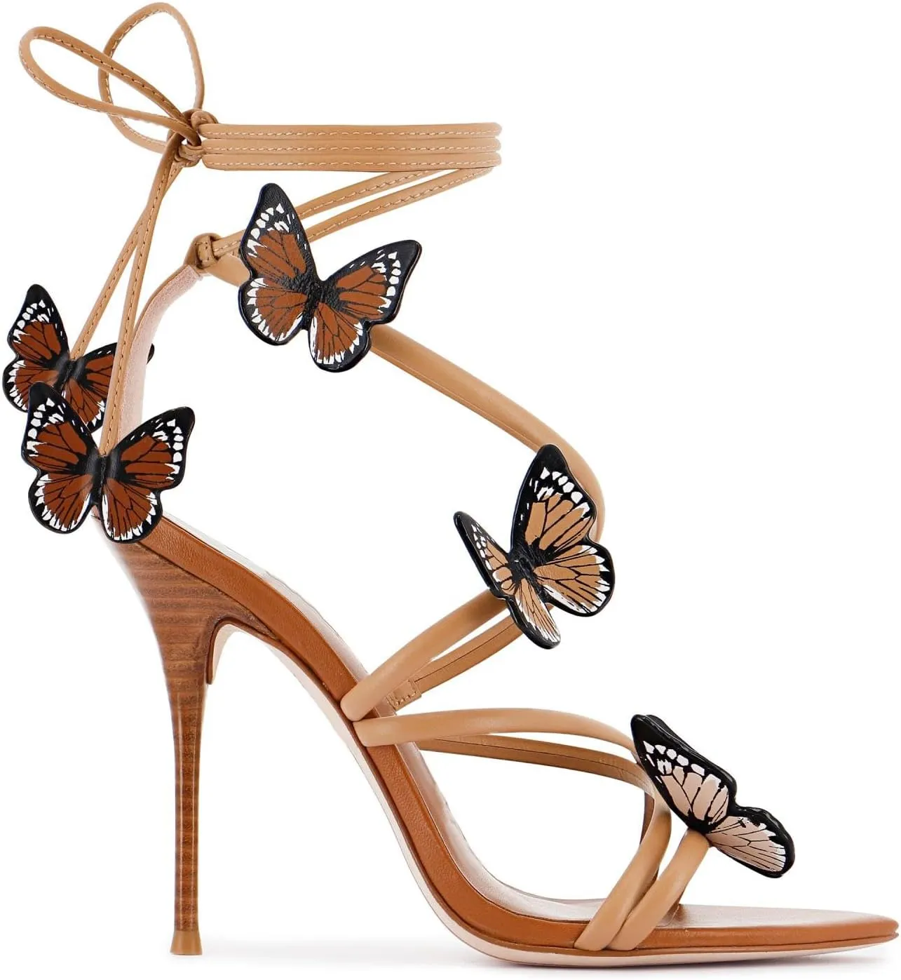 Women's Butterfly Wrap Around Stiletto Heels Ankle Strap Fantasy Lace Up Sandals Pointed Toe Sexy Dress Shoes Strappy High Heel Pumps for Party