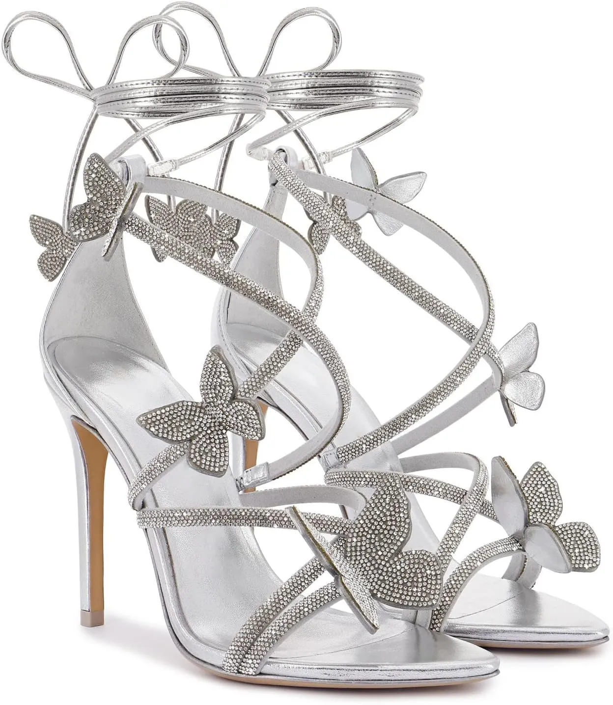 Women's Butterfly Wrap Around Stiletto Heels Ankle Strap Fantasy Lace Up Sandals Pointed Toe Sexy Dress Shoes Strappy High Heel Pumps for Party