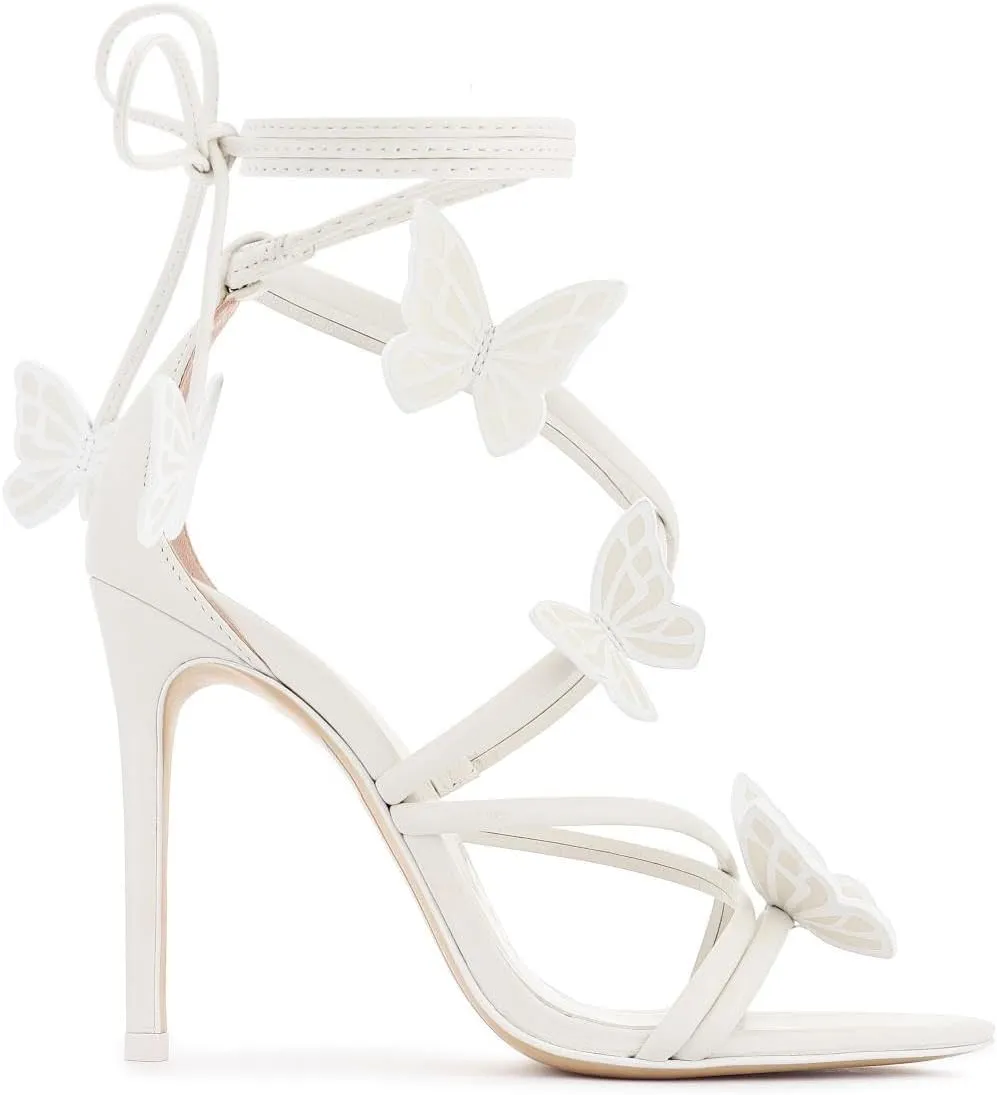 Women's Butterfly Wrap Around Stiletto Heels Ankle Strap Fantasy Lace Up Sandals Pointed Toe Sexy Dress Shoes Strappy High Heel Pumps for Party