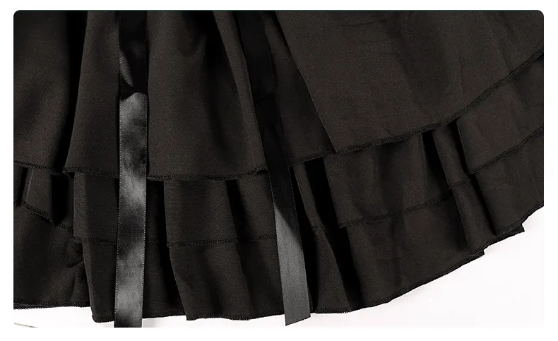 Womens Classic Black Layered Lace-up Goth Lolita Dress