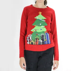 Women's Embellished Graphic Sweater,Red