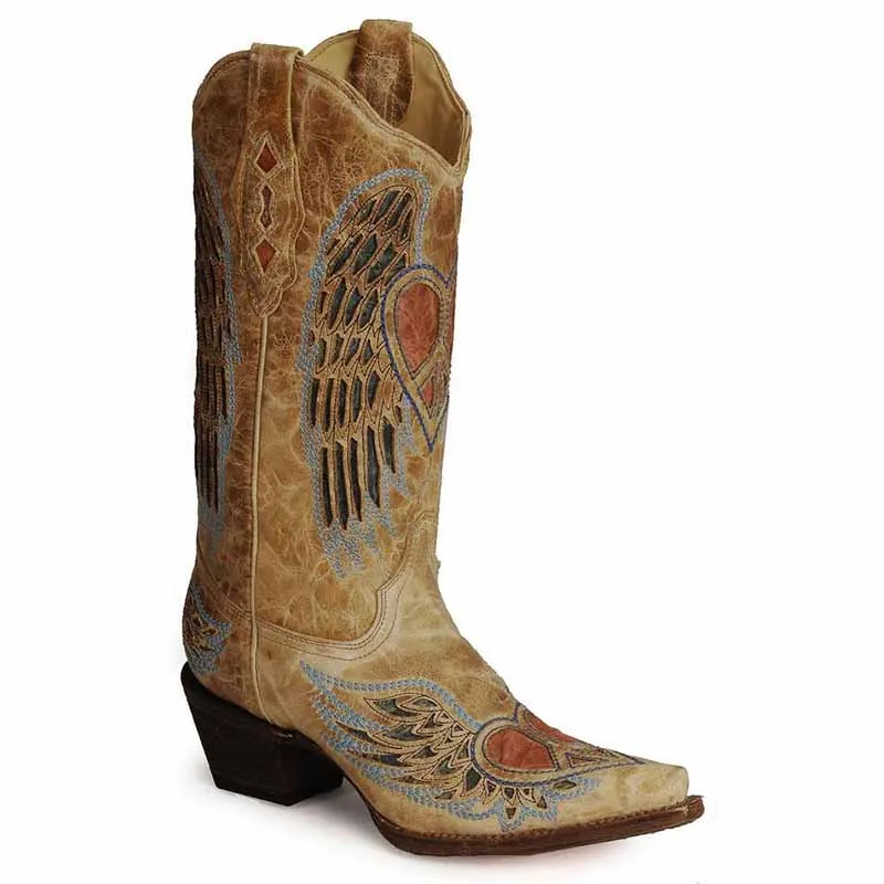 Women's Floral Embroidery Boots Country Cowgirl Boot