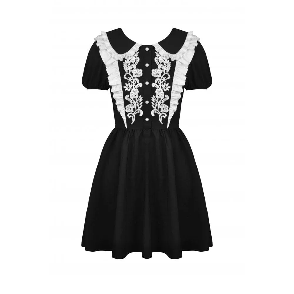 Women's Gothic Lolita Peter Pan Collar Floral Shirt Dress