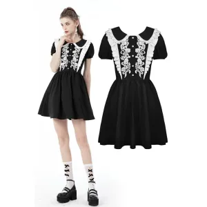 Women's Gothic Lolita Peter Pan Collar Floral Shirt Dress