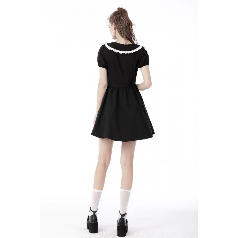 Women's Gothic Lolita Peter Pan Collar Floral Shirt Dress