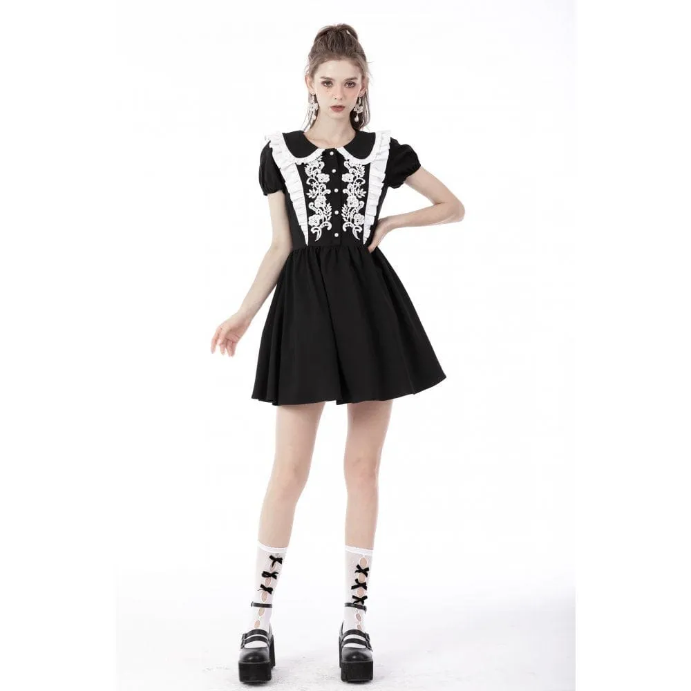 Women's Gothic Lolita Peter Pan Collar Floral Shirt Dress