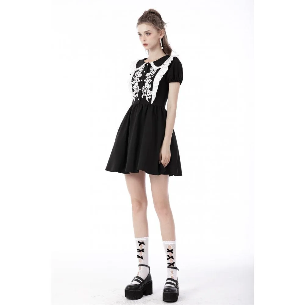 Women's Gothic Lolita Peter Pan Collar Floral Shirt Dress