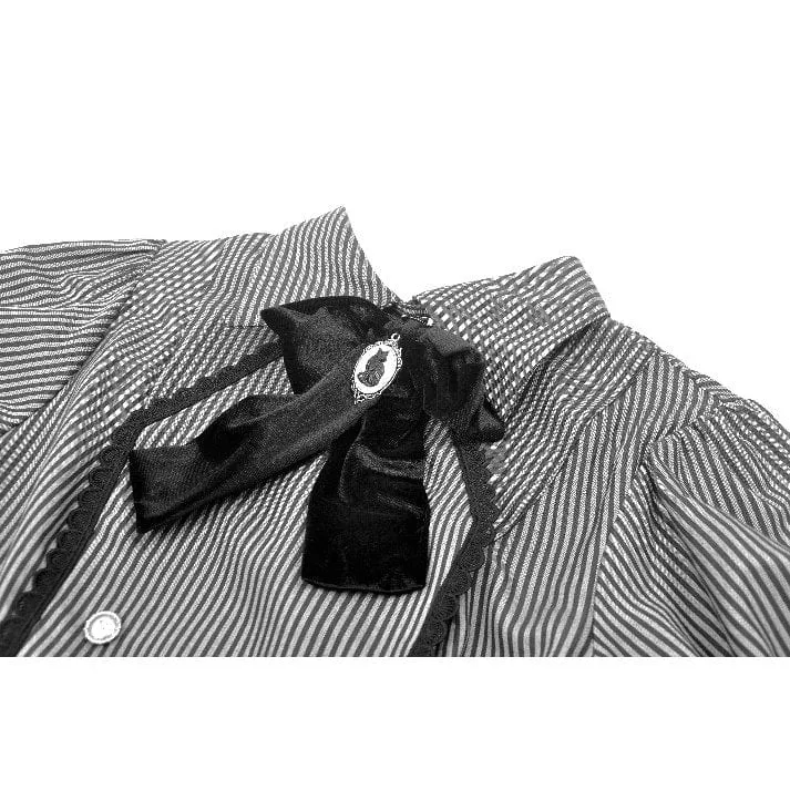 Women's Gothic Puff Sleeved Striped Shirt
