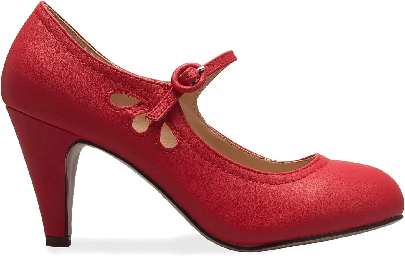Women's Kitten Heels Mary Jane Pumps - Adorable Vintage Shoes- Unique Round Toe Design with an Adjustable Strap