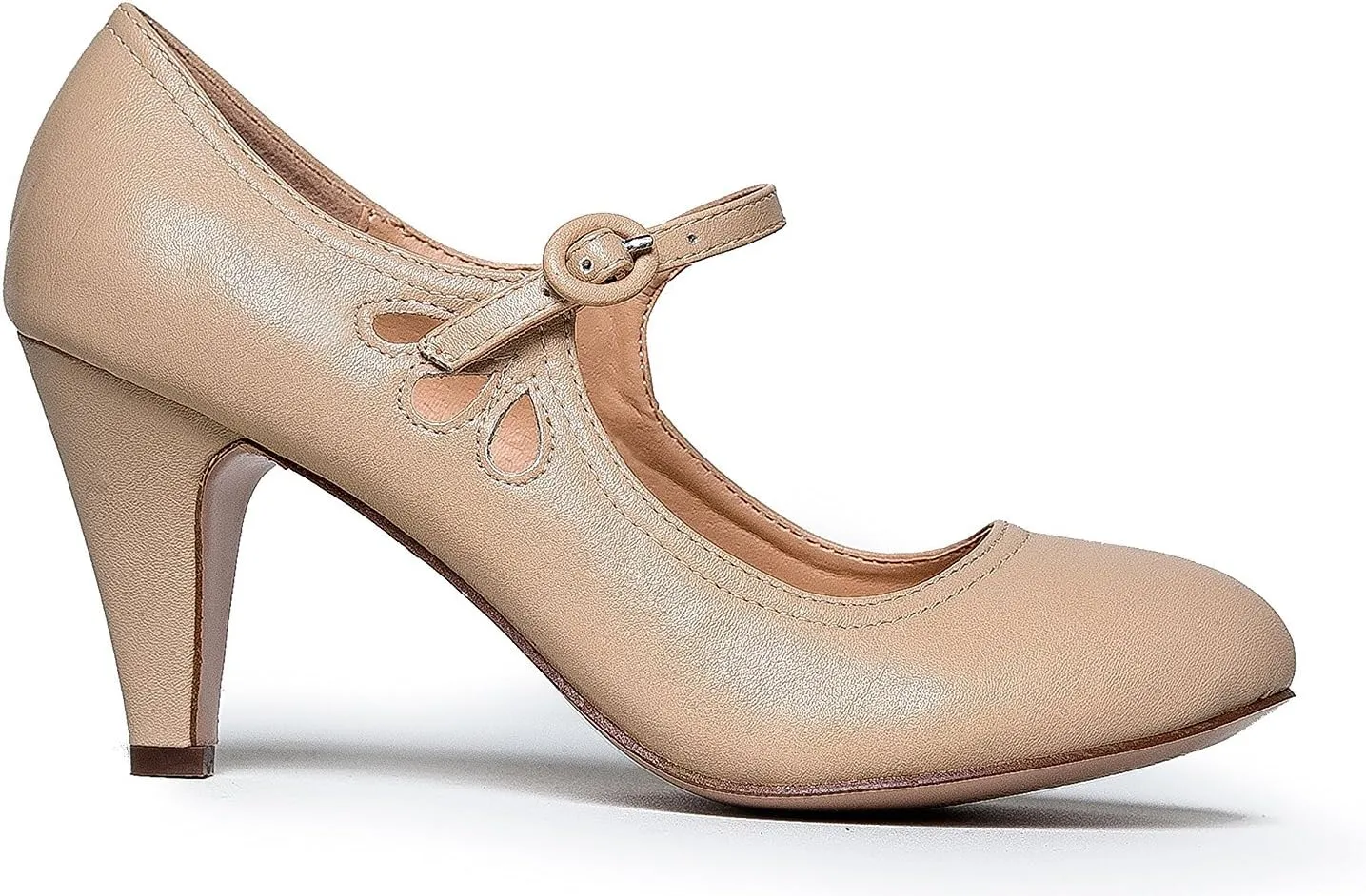 Women's Kitten Heels Mary Jane Pumps - Adorable Vintage Shoes- Unique Round Toe Design with an Adjustable Strap