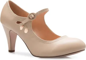 Women's Kitten Heels Mary Jane Pumps - Adorable Vintage Shoes- Unique Round Toe Design with an Adjustable Strap