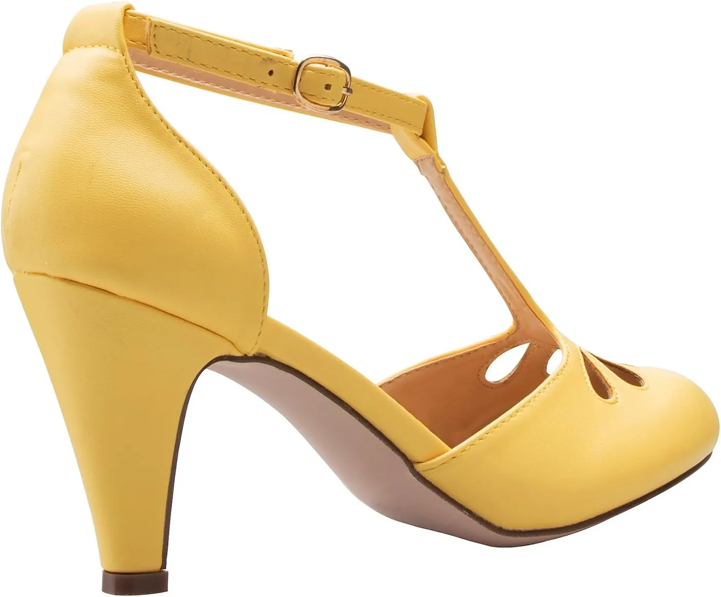 Women's Low Heels Mary Jane Pumps - Adorable Vintage Shoes- Unique Round Toe Design with an Adjustable T Strap