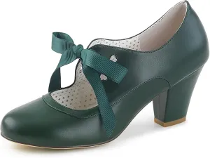 Women's Mary Jane Pumps Chunky Block Shoes Heart Hollow Adorable Vintage Shoes Unique Round Toe Lace Up