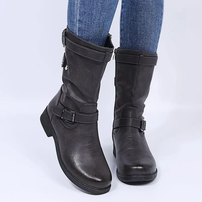 Women's Over The Knee Thigh Low Chunky Heel Boots Round Toe Side Zip Long Boots Platform Stretch Booties