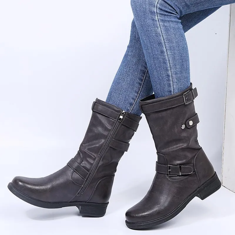 Women's Over The Knee Thigh Low Chunky Heel Boots Round Toe Side Zip Long Boots Platform Stretch Booties