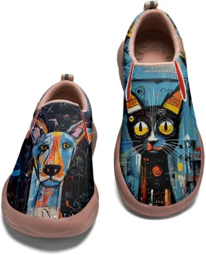 Women's Slip On Sneakers Casual Loafers Art Painted Comfort Soft Walking Shoes Graffiti Style Animal Patterns