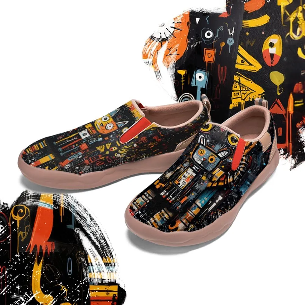 Women's Slip On Sneakers Casual Loafers Art Painted Comfort Soft Walking Shoes Graffiti Style Animal Patterns