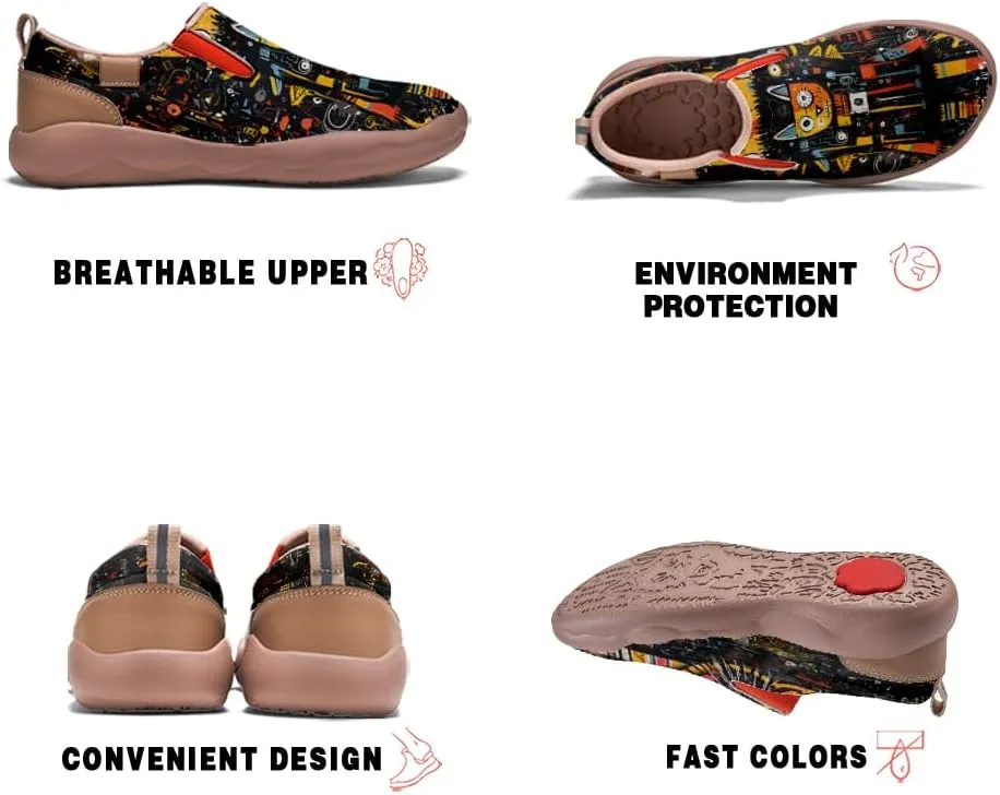 Women's Slip On Sneakers Casual Loafers Art Painted Comfort Soft Walking Shoes Graffiti Style Animal Patterns