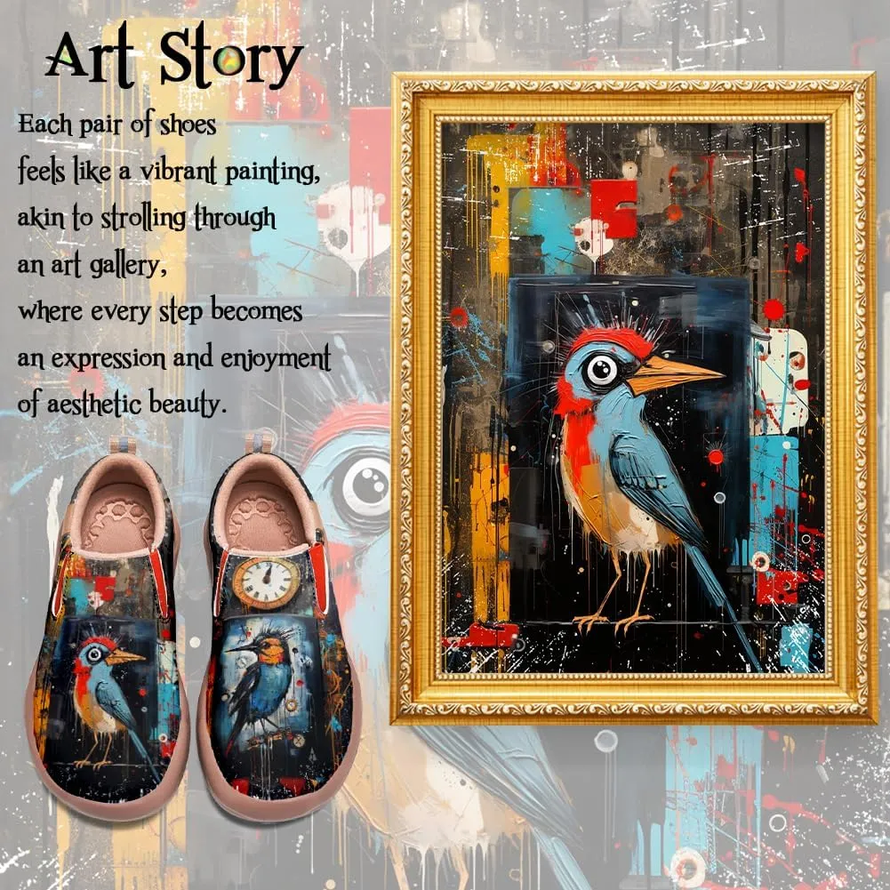 Women's Slip On Sneakers Casual Loafers Art Painted Comfort Soft Walking Shoes Graffiti Style Animal Patterns