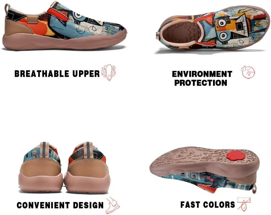 Women's Slip On Sneakers Casual Loafers Art Painted Comfort Soft Walking Shoes Graffiti Style Animal Patterns
