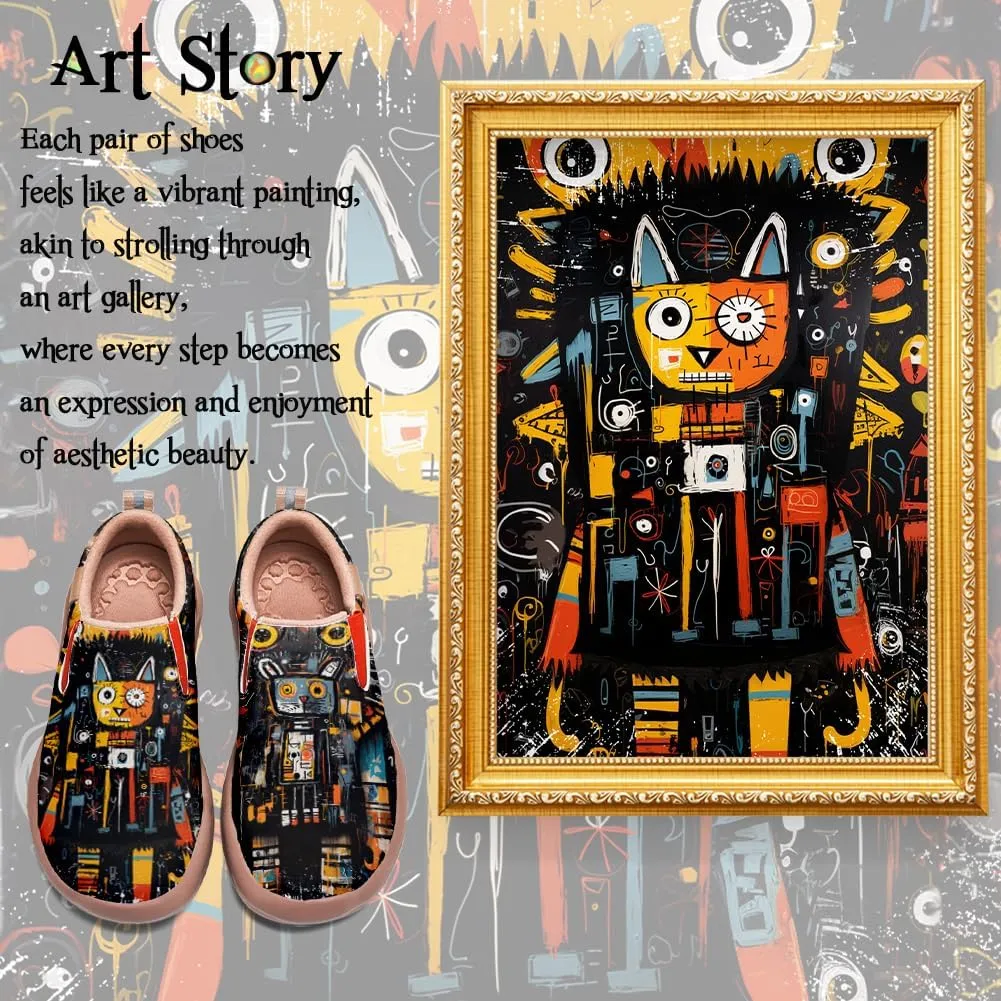 Women's Slip On Sneakers Casual Loafers Art Painted Comfort Soft Walking Shoes Graffiti Style Animal Patterns