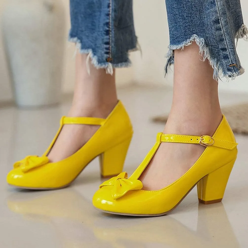 Womens T-Strap Mary Jane Block Heel Pumps Rockabilly Lolita Cosplay Shoes