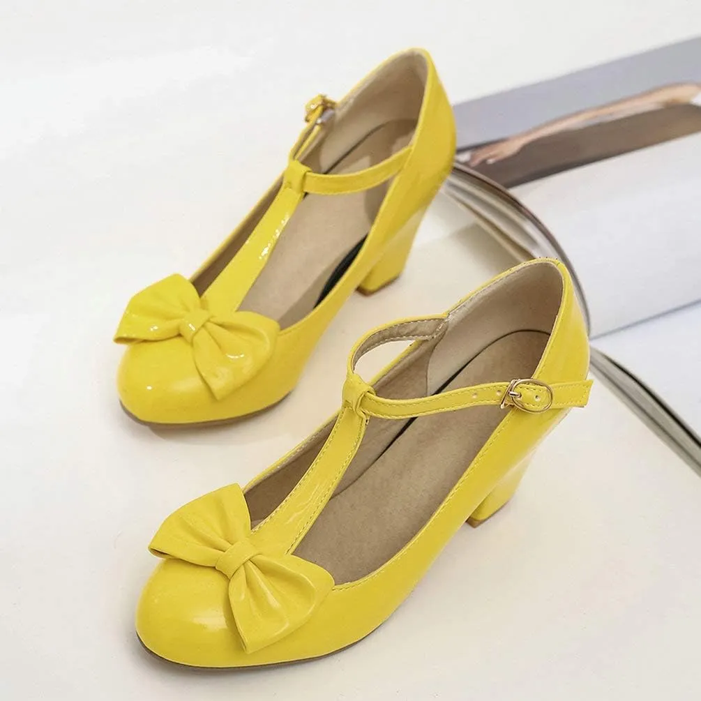 Womens T-Strap Mary Jane Block Heel Pumps Rockabilly Lolita Cosplay Shoes