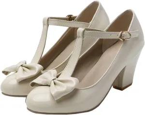 Womens T-Strap Mary Jane Block Heel Pumps Rockabilly Lolita Cosplay Shoes