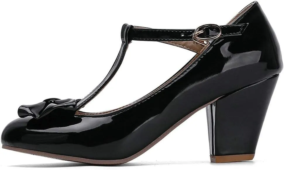 Womens T-Strap Mary Jane Block Heel Pumps Rockabilly Lolita Cosplay Shoes