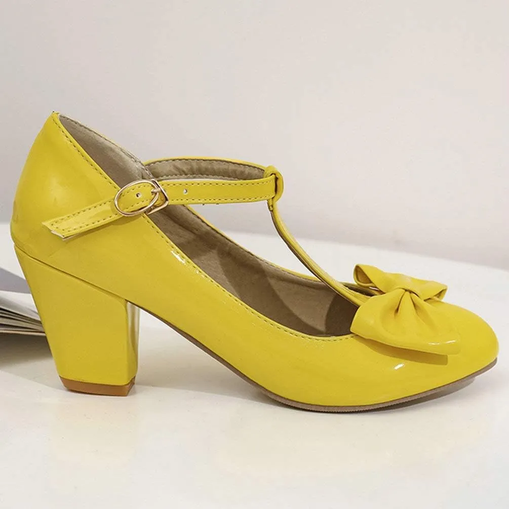 Womens T-Strap Mary Jane Block Heel Pumps Rockabilly Lolita Cosplay Shoes