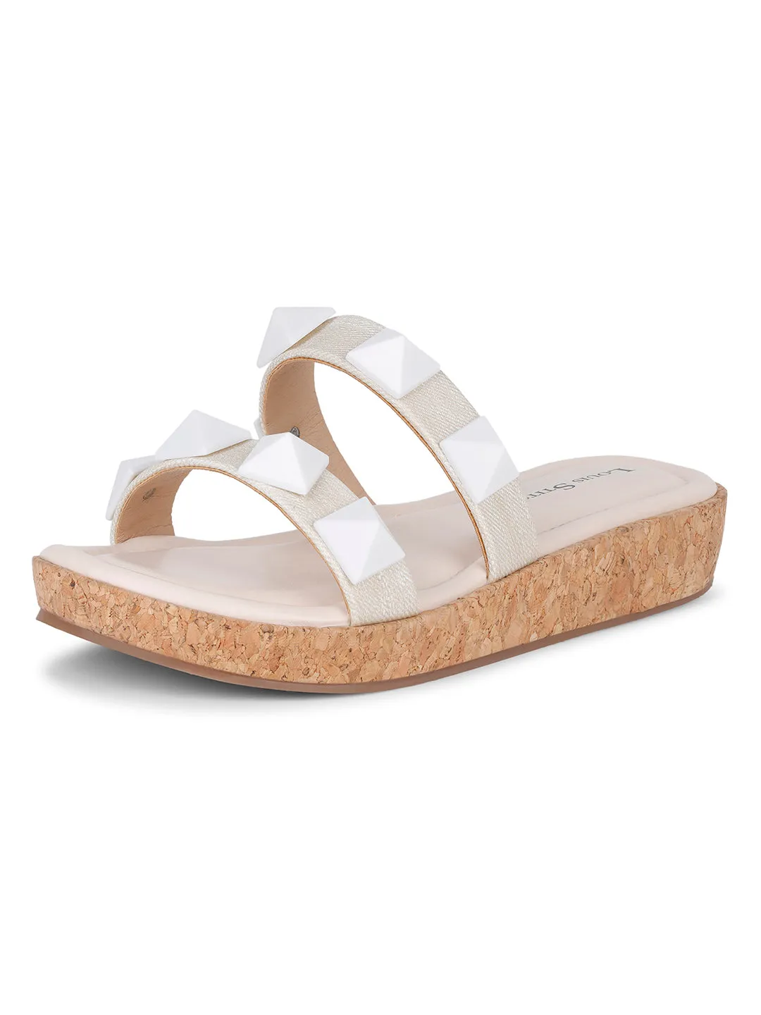 Women's Two Strap Diamond Stone White Lightweight Sandals