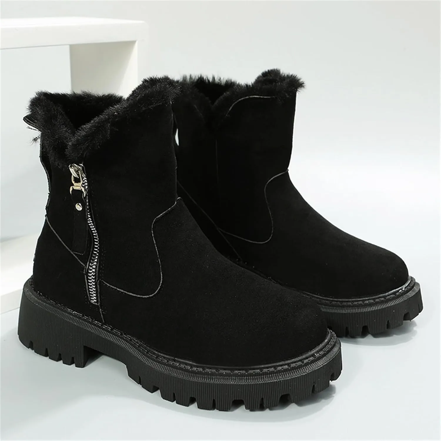 Women's Winter Snow Boots Insulated Non-Slip Outdoor Mid Calf Booties Anti-Slip Warm Faux Fur Lined Boot for Outdoor