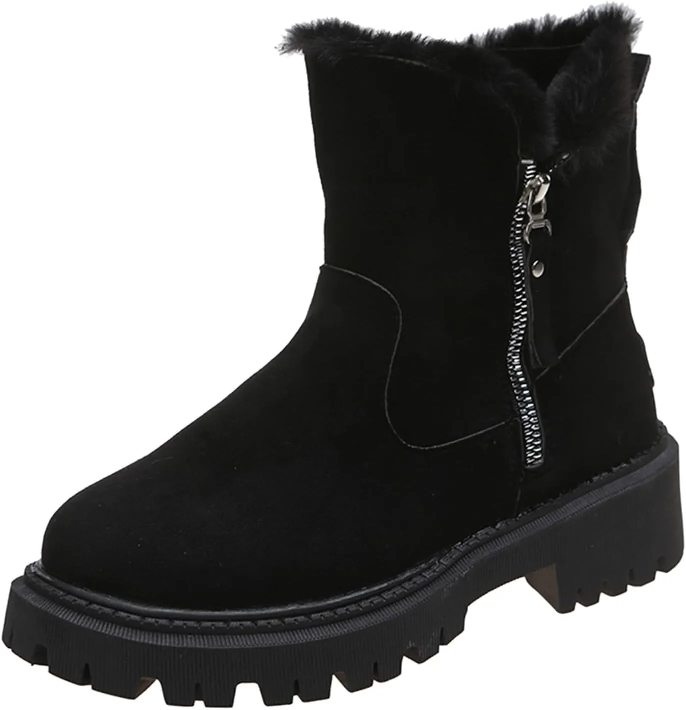 Women's Winter Snow Boots Insulated Non-Slip Outdoor Mid Calf Booties Anti-Slip Warm Faux Fur Lined Boot for Outdoor